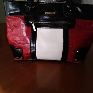 Anne Klein vintage satchel bag in red/white and